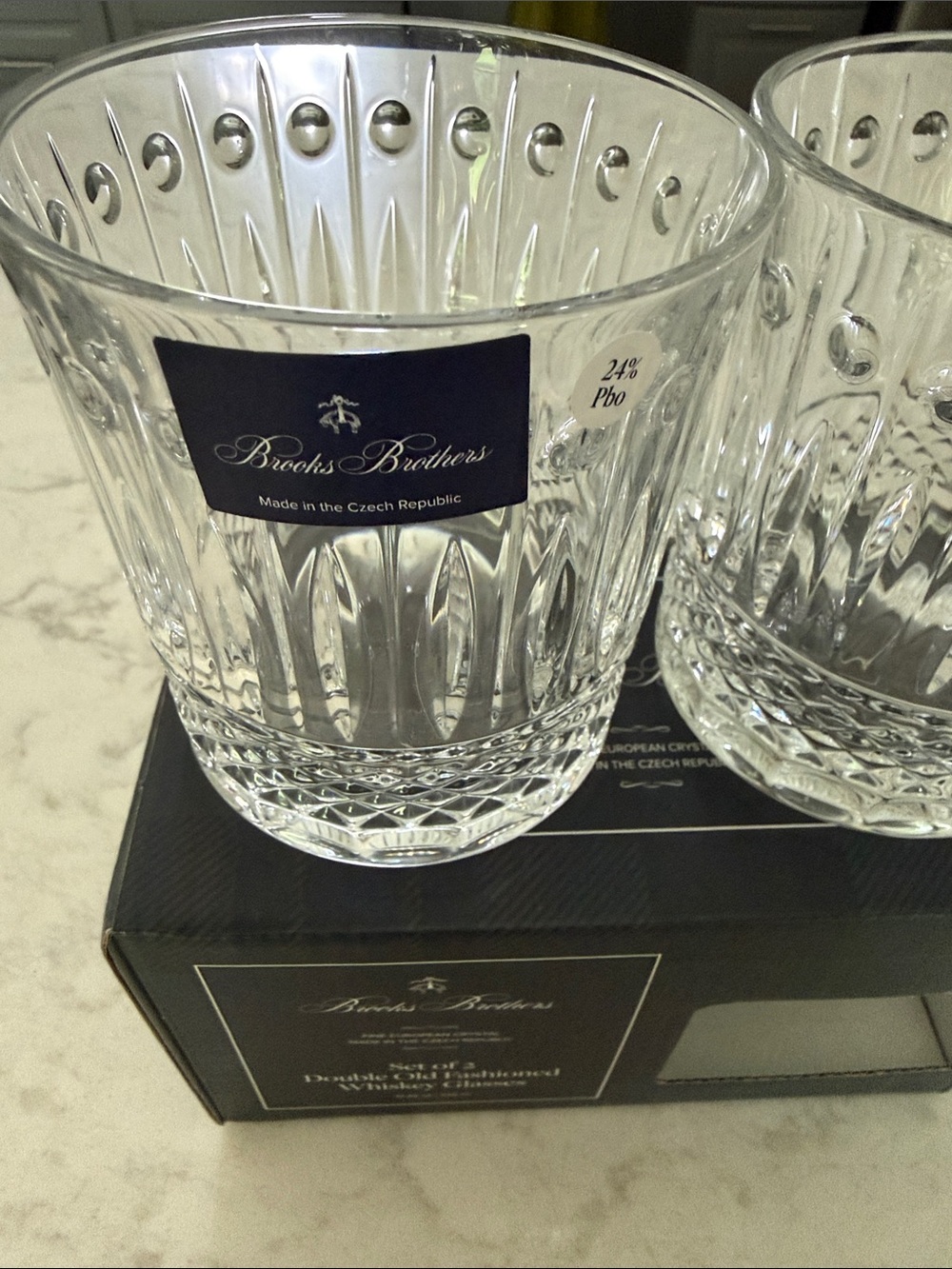 Brooks Brothers Clear Crystal Double Old Fashioned Whiskey Glasses - Clear - Picture 7 of 11